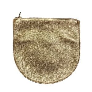 Baggu milled leather gold metallic clutch pouch bag rare